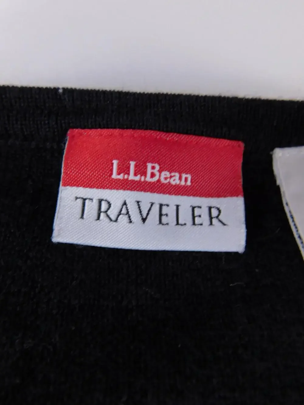 L.L. Bean Cardigan Sweater Womens L Black Merino Wool Button Front Traveler Knit